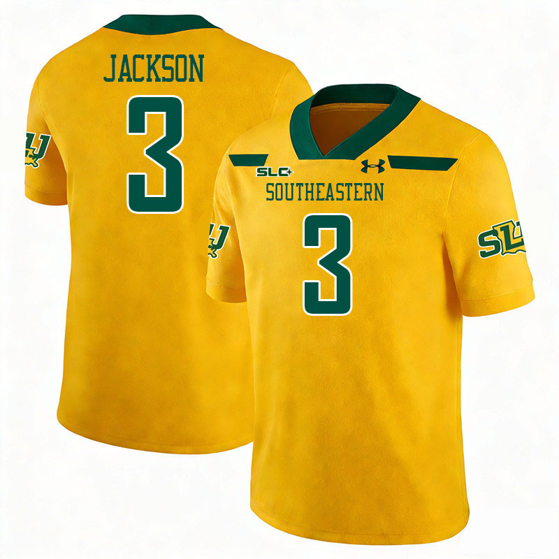 Southeastern Louisiana Lions #3 Deantre Jackson College Football Jerseys,Uniforms Stitched-Gold